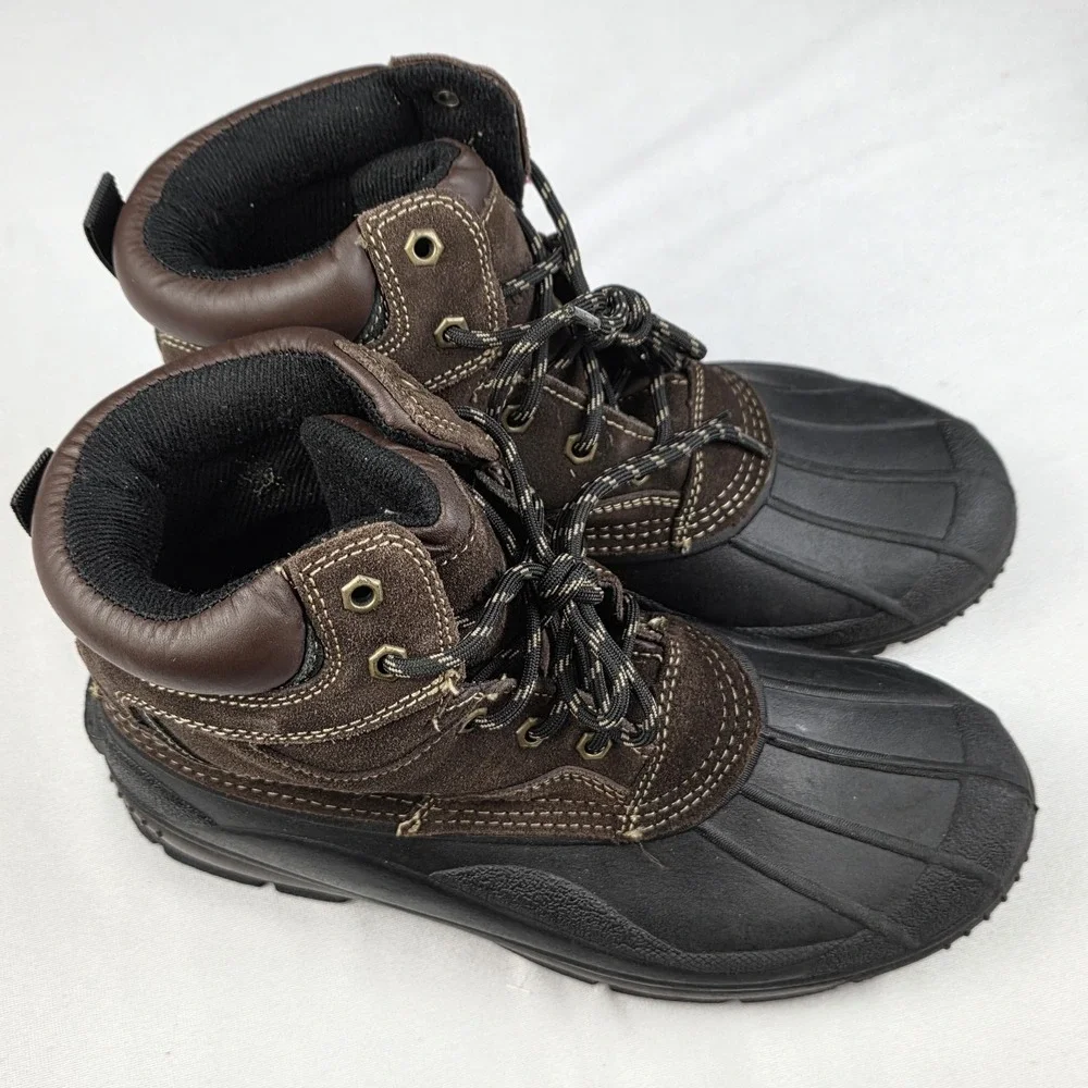 Totes Men's Winter Snow Duck Boots Glacier Brown Suede WARM Waterproof‎ Size 10M